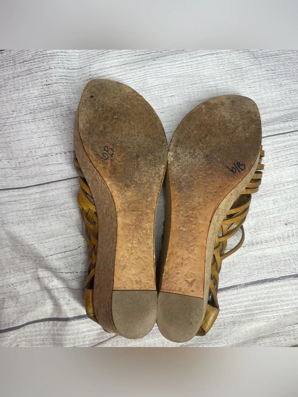 Tory Burch Women’s 11 Lottie Woven Leather Huarache Cork Wedge Sandals